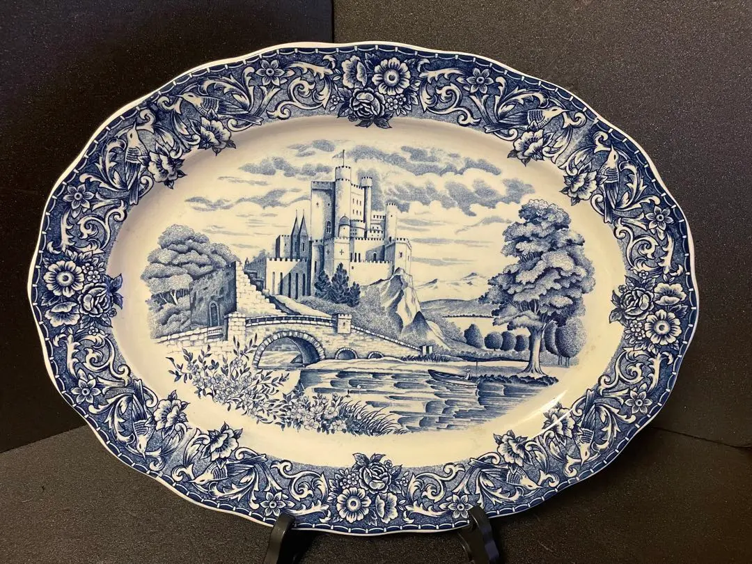 古家蔵出 骨董品 太明成化年製 大皿 鳳 菊 大皿 飾り皿 約47cm