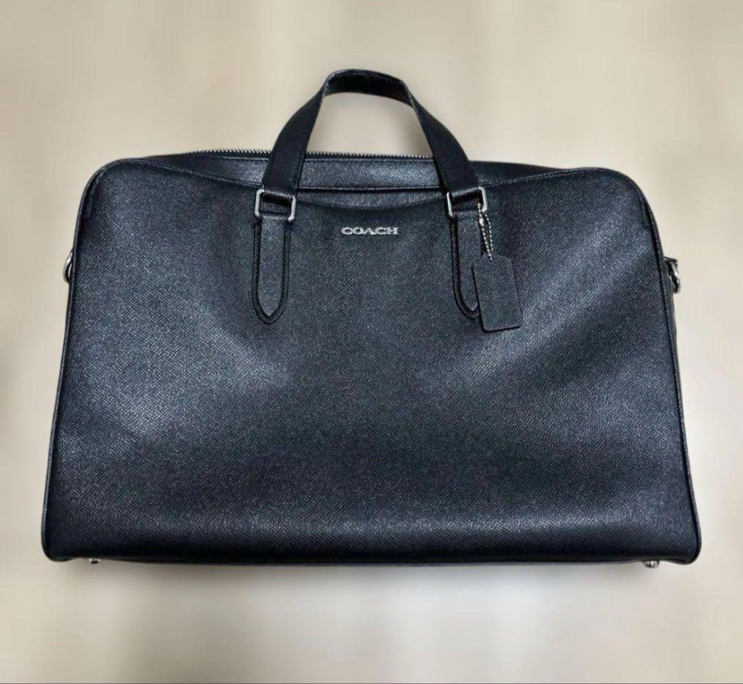 COACH コーチ ビジネスバッグ 2WAY ブラック レザー コーチ COACH レザー 2WAYビジネスバッグ 黒斜めがけ A4可能 - メルカリ