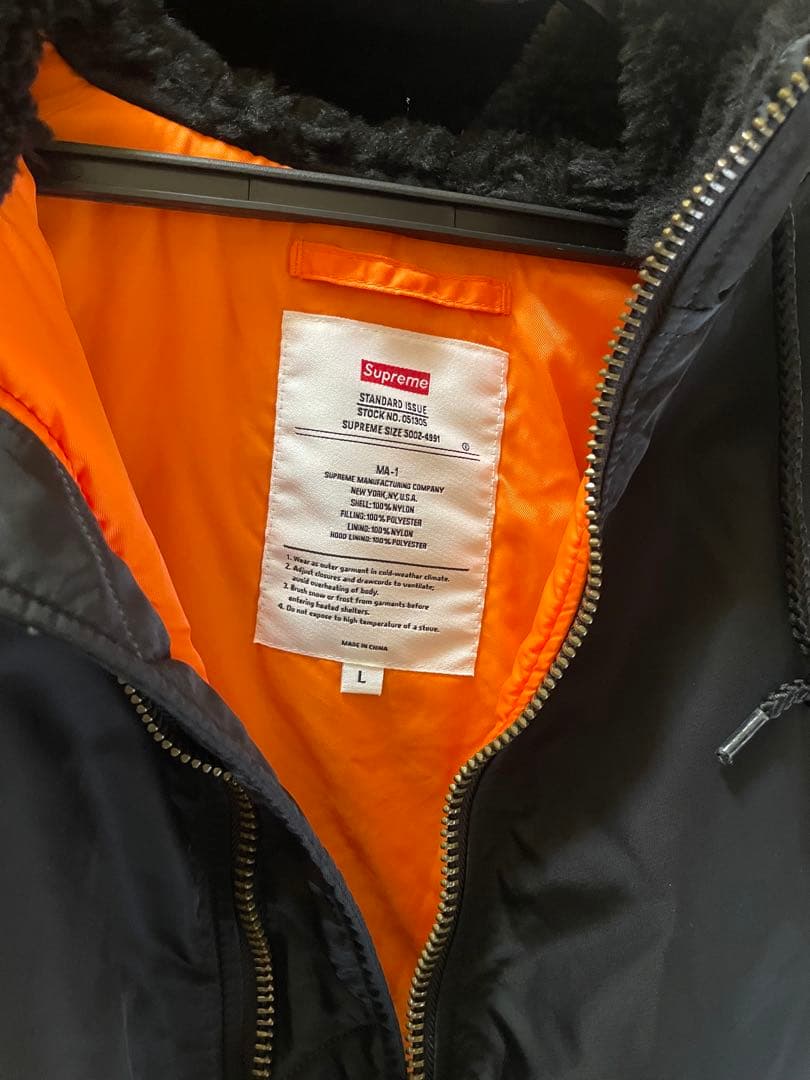 Supreme Hooded MA-1 \"Black\" SIZE:L バッチ付