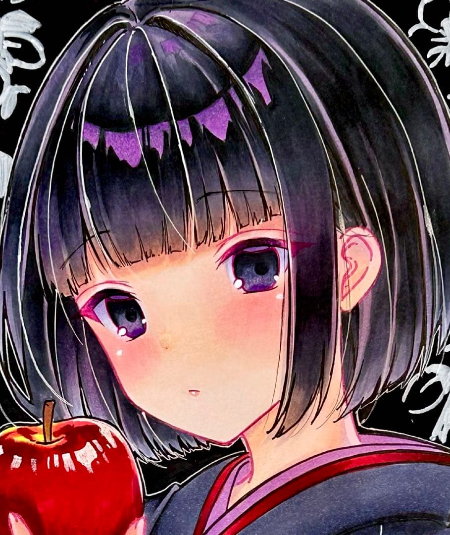 アナログイラスト 手描きイラスト 色紙 オリジナル オリキャラ - メルカリ