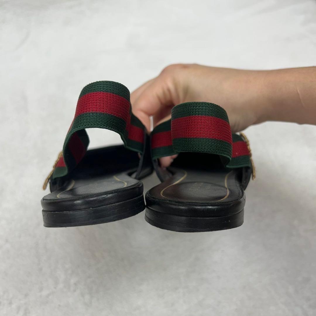 H357 24.0cm グッチ イタリア製 ミュール ブラック レディース