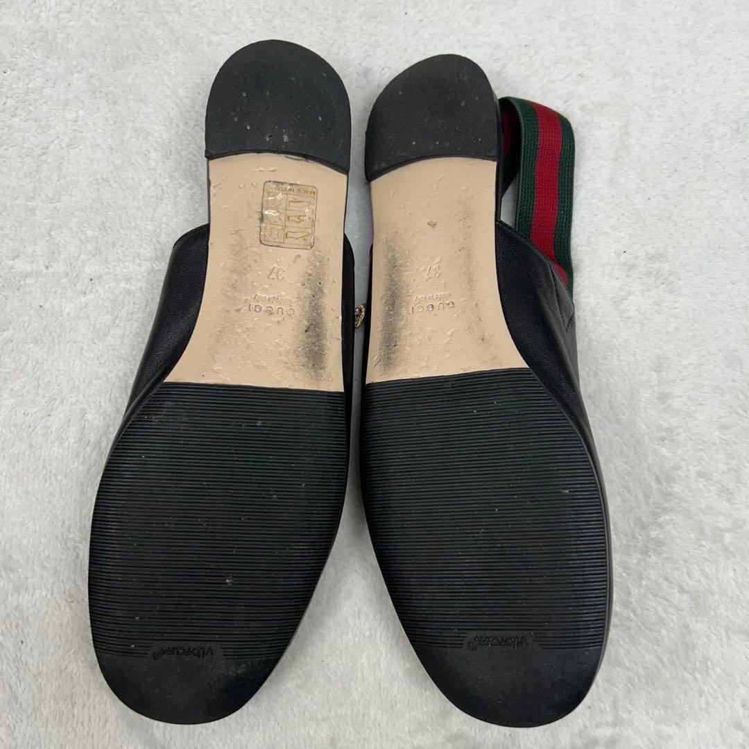 H357 24.0cm グッチ イタリア製 ミュール ブラック レディース