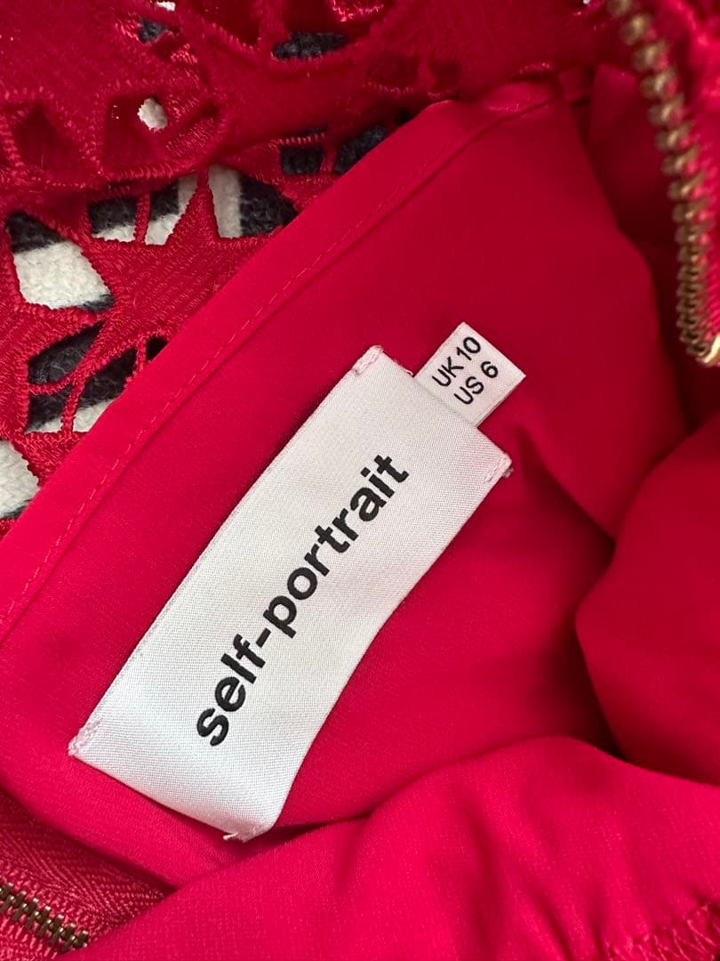 self-portrait レッド ミニワンピース UK10 - メルカリ