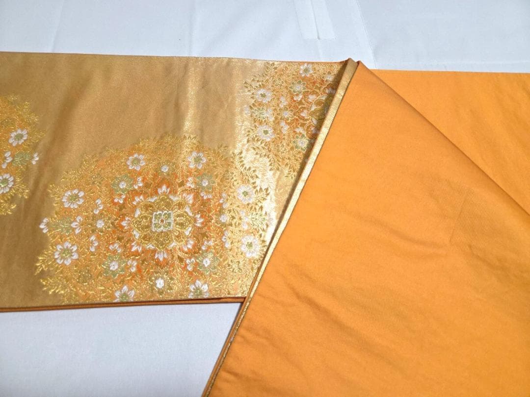 A2 正倉院文様 金糸 華文 唐草唐花 六通 正絹 フォーマルな袋帯 O150