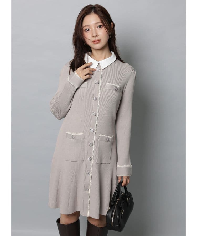 Apuweiser-rich 衿付2wayニットワンピース ルミネ限定グレージュ