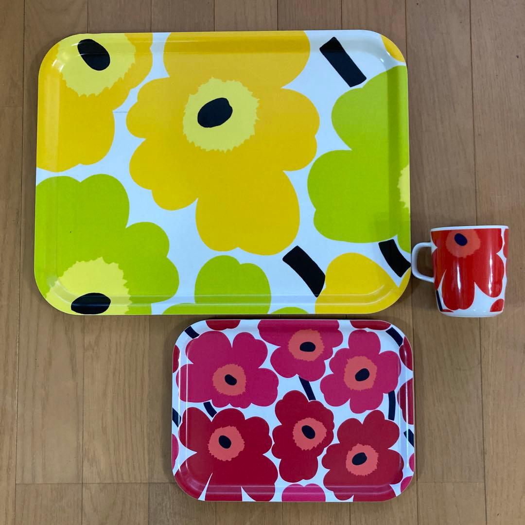 marimekkoマリメッコ 大きなトレイ 黄色ウニッコ② インテリア 北欧