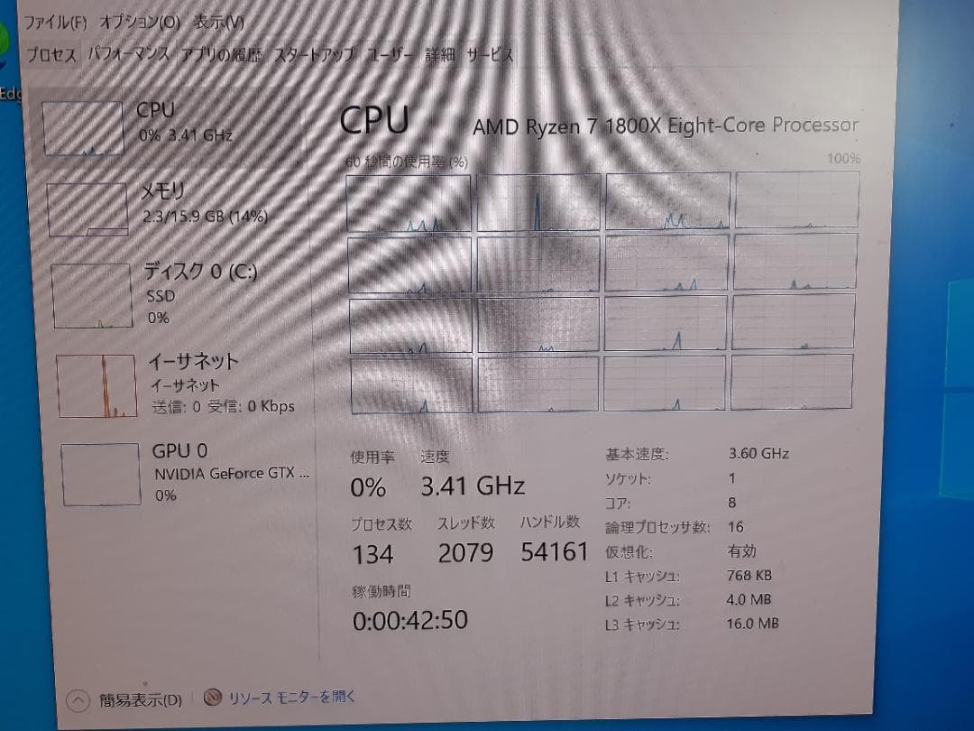 自作PC RYZEN7 1800X・16GB・128GB・GTX660