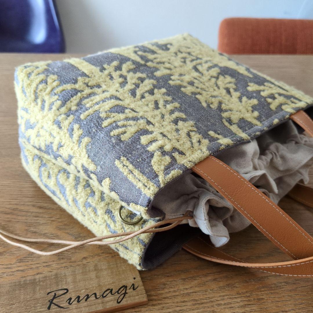 1575】あおりポケットの巾着バッグ＊ミナペルホネン