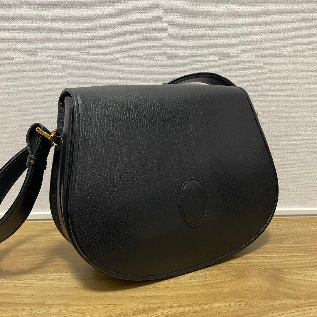《極美品》Cartier（カルティエ）レザー セミショルダーバッグ ブラック 黒