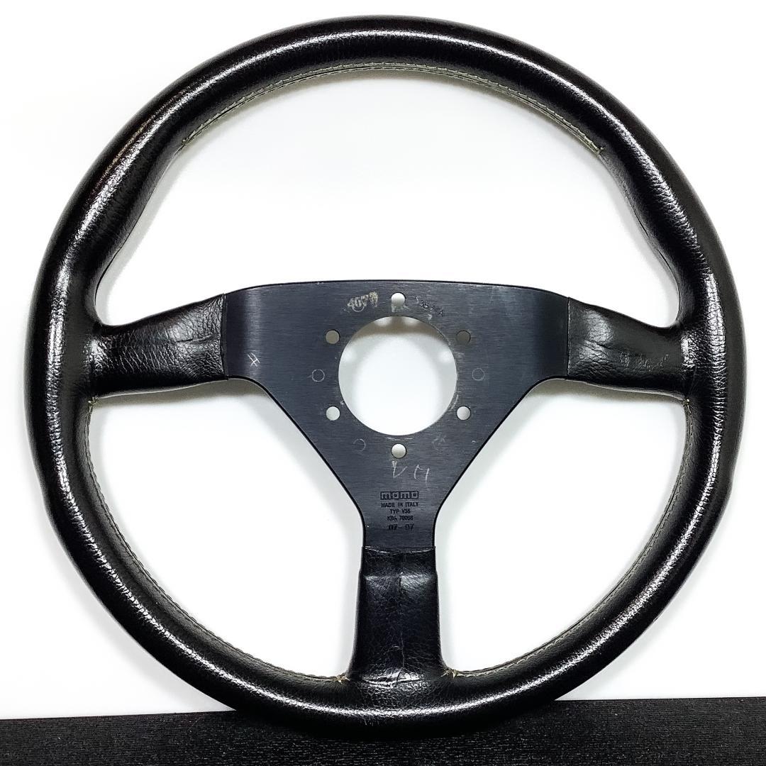 モモ ヴェローチェ 当時物 レザーステアリング 34φ イエローステッチ
