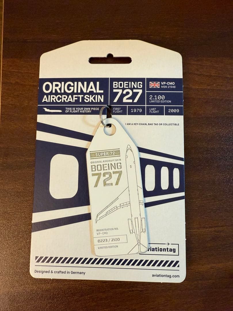 Aviationtag 初B727 白色 Boeing 727 Super 72 as Aviationtag | VP-CMO