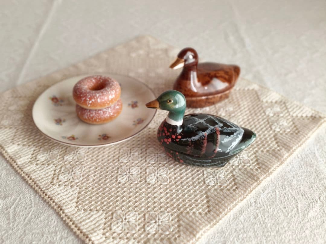 まーちゃんさま】vintage pot ❀ みどりの鳥 miniテリーヌポット