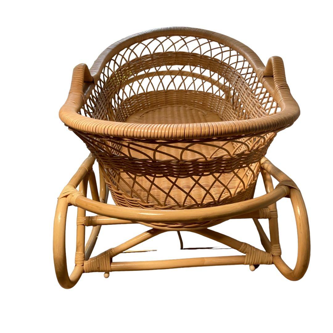 ❤️美品✨ 藤 ラタン ベビーベッド ゆりかご と 手持ちクーファンの
