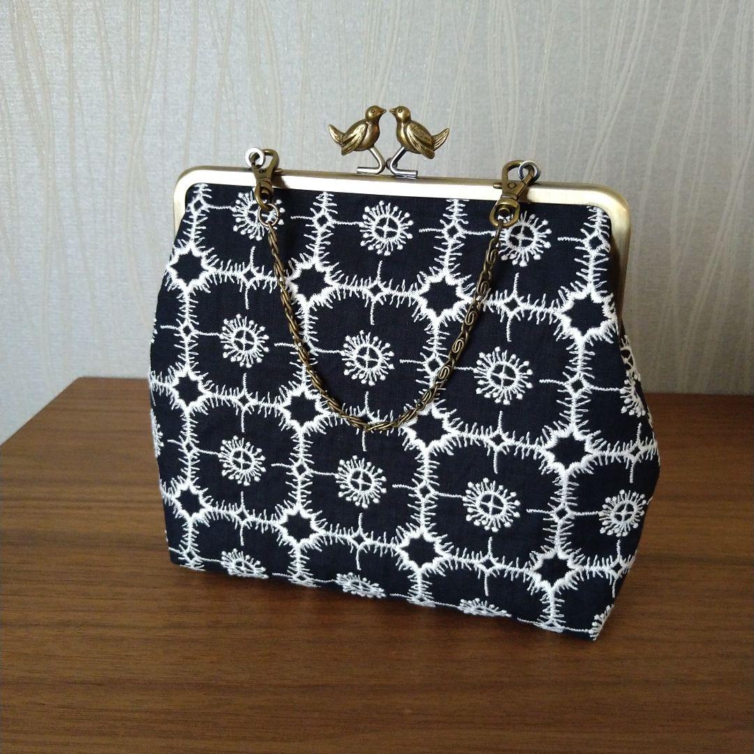 【専用です】小鳥の口金がま口 セレモニーバッグ ☆ミナペルホネン ハンドメイド 親子がま口長財布【ミナペルホネン：following day_ gray】※受注制作