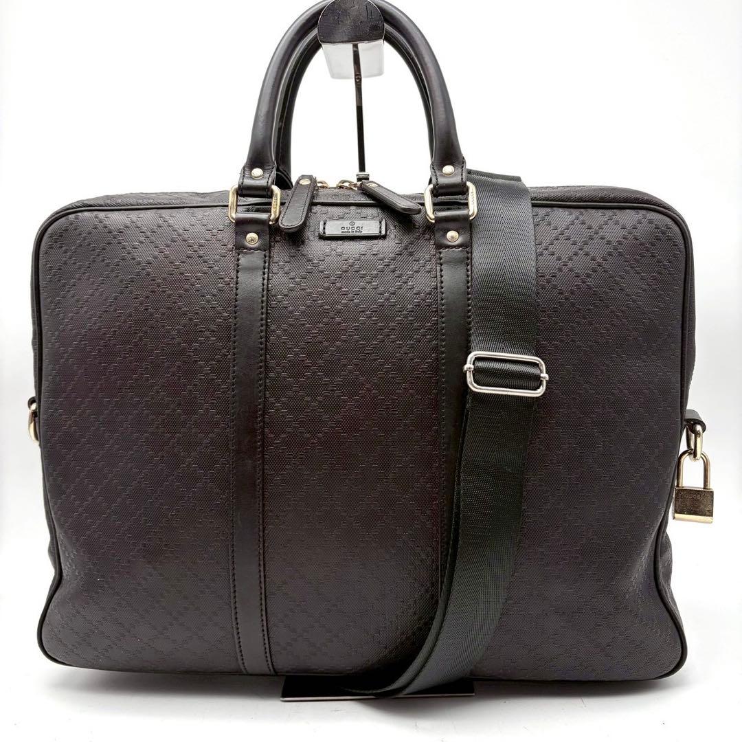 グッチ 2way ビジネスバッグ ディアマンテ レザー ブラウン A4可