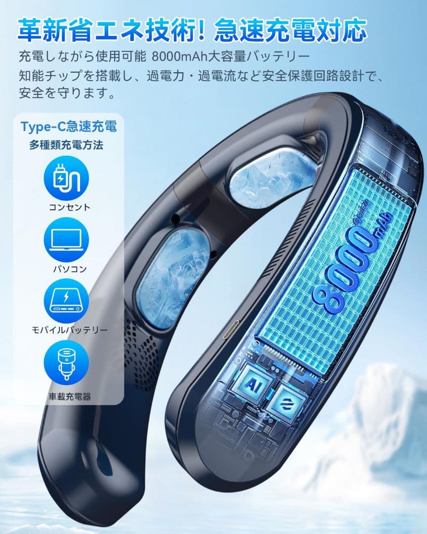 ネッククーラー ネックウォーマー 冷却 温熱 プレート 8000mAh大容量