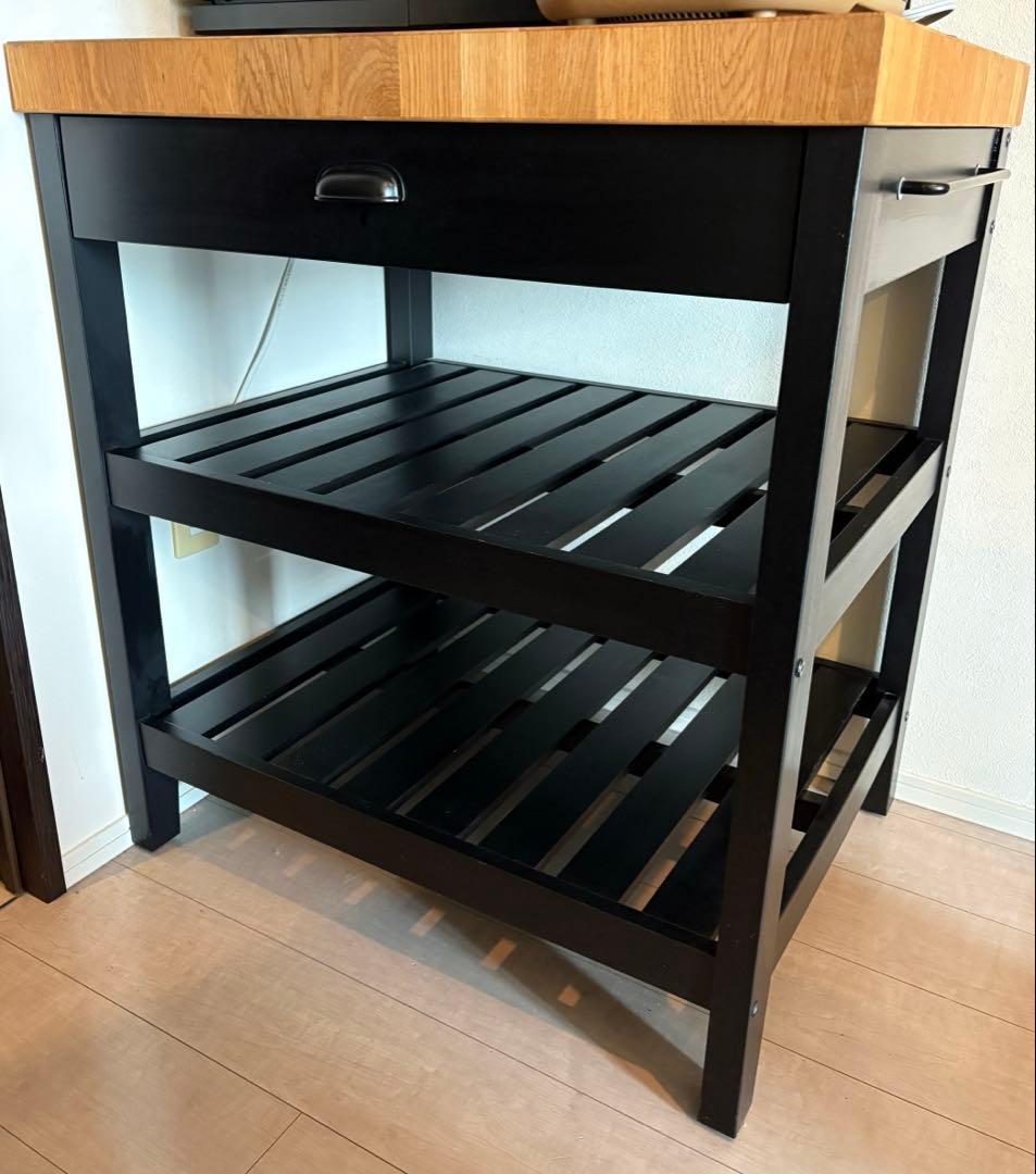 【エイデン】VADHOLMA ヴァドホルマ アイランドキッチン 作業台 VADHOLMA ヴァドホルマ アイランドキッチン ラック付き, ブラック