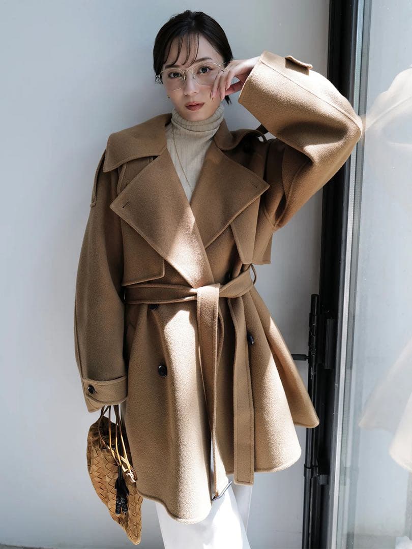 新品未使用 anuans リバーウールミドルトレンチコート　キャメル アニュアンス anuans リバーウールミドルトレンチコート （CAMEL