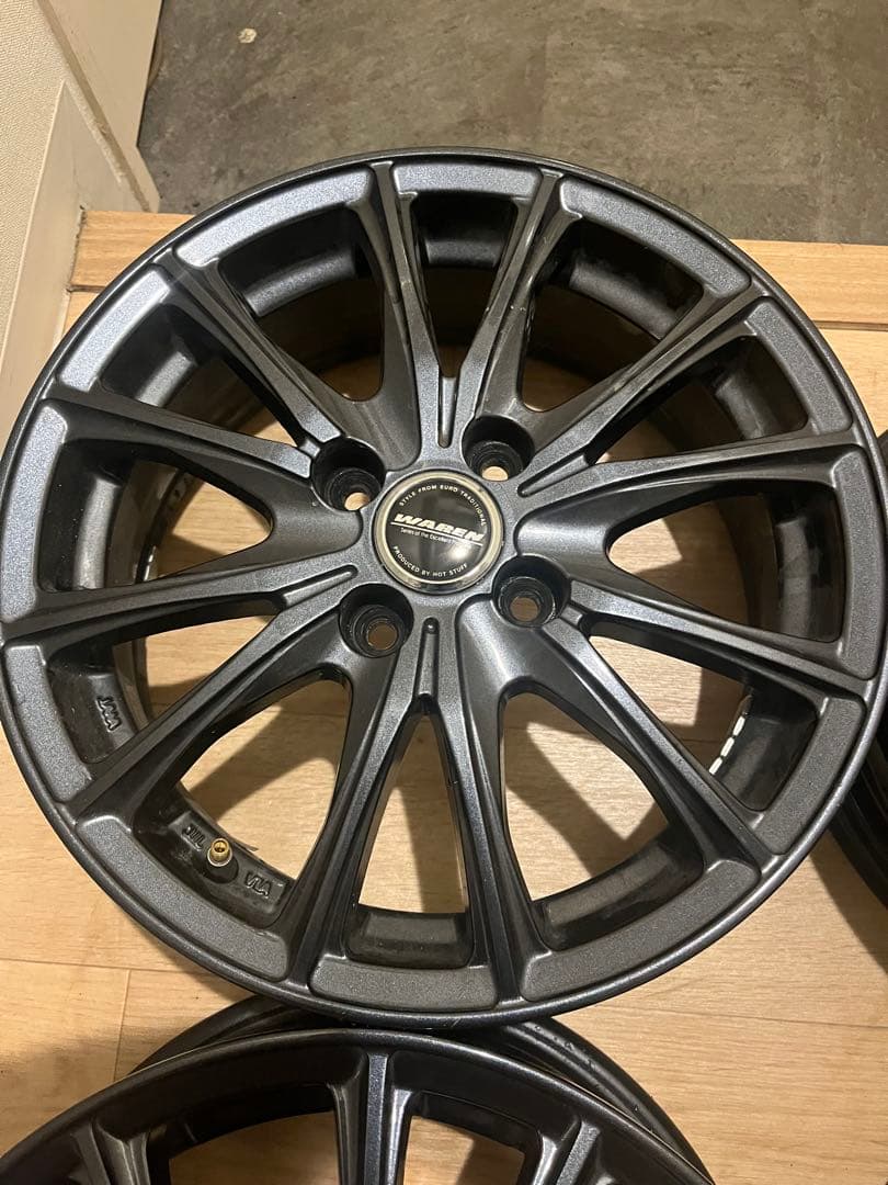 送料込！美品！アルミホイール15インチ4H100 5.5J+45 ガンメタ4枚