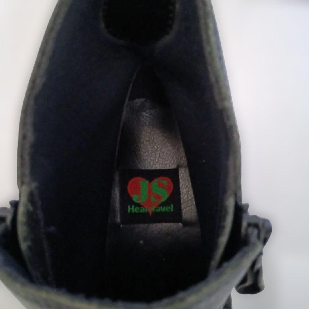 黒いレザーショートブーツ ジッパー付き 24.5cm 新品未使用