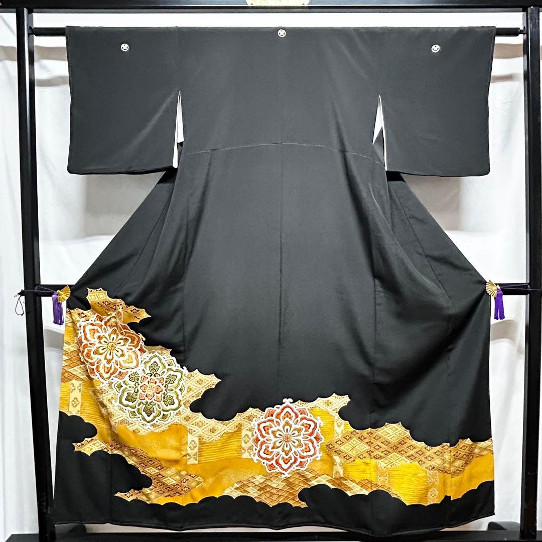 644】友禅•金箔•金駒刺繍 黒留袖 - メルカリ