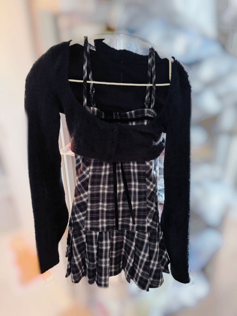 Bunnylis ファーボレロチェックワンピ ブラック sサイズ - メルカリ
