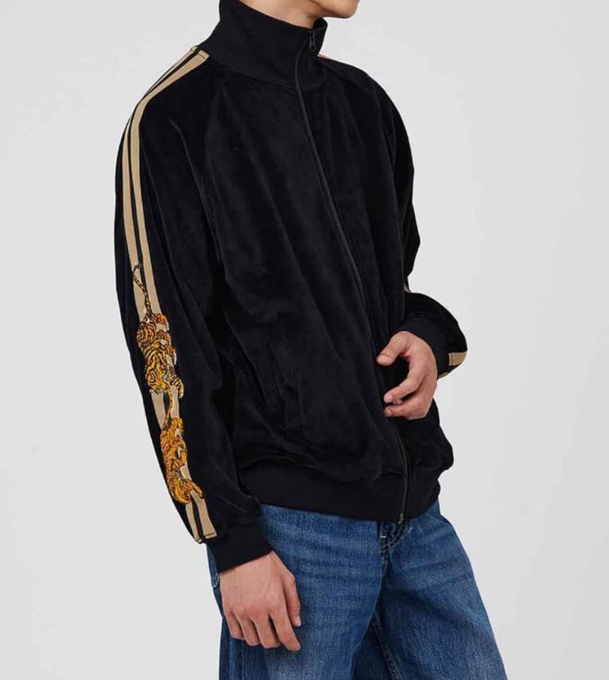 グラニフ 石黒亜矢子 バターの虎 刺繍 ベロア トラックジャケット