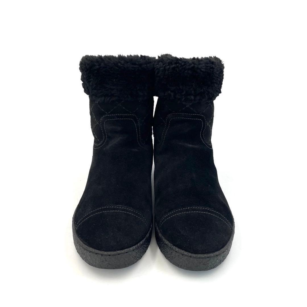《超美品》シャネル ショート スエード ムートンブーツ ココマーク 黒系 35