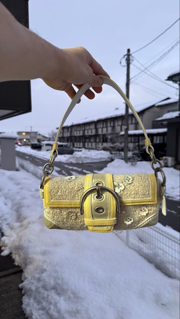 Coach Soho tweed weave baguette コーチ Coach Demi baguette Coach tweed bag Coach soho | Depop