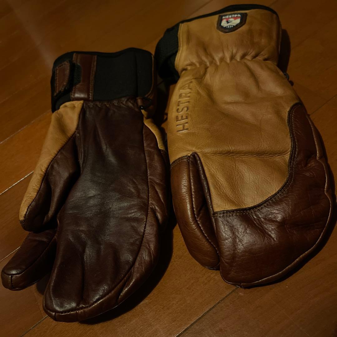 Hestra レザー ミトングローブ ブラウン/ベージュ HESTRA（ヘストラ） スキーグローブ ミトン メンズ スリーフィンガー