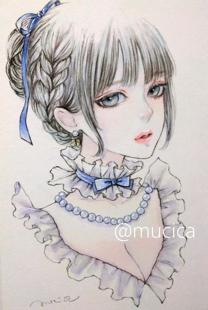 260112A 手描きイラスト 絵画 オリジナル アナログ 水彩画 美人画