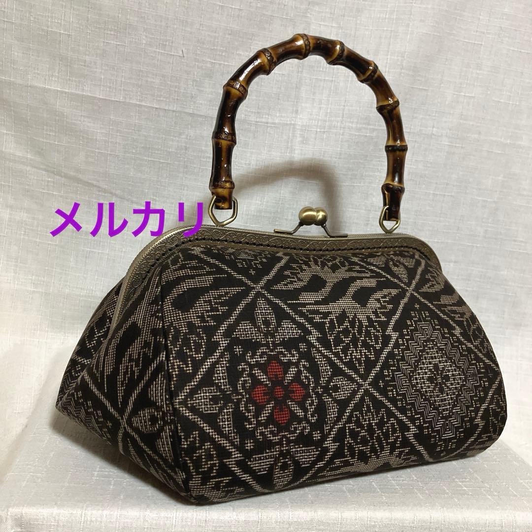 本場泥大島紬 龍郷 がま口バッグ ハンドメイド リメイク 和柄 - メルカリ