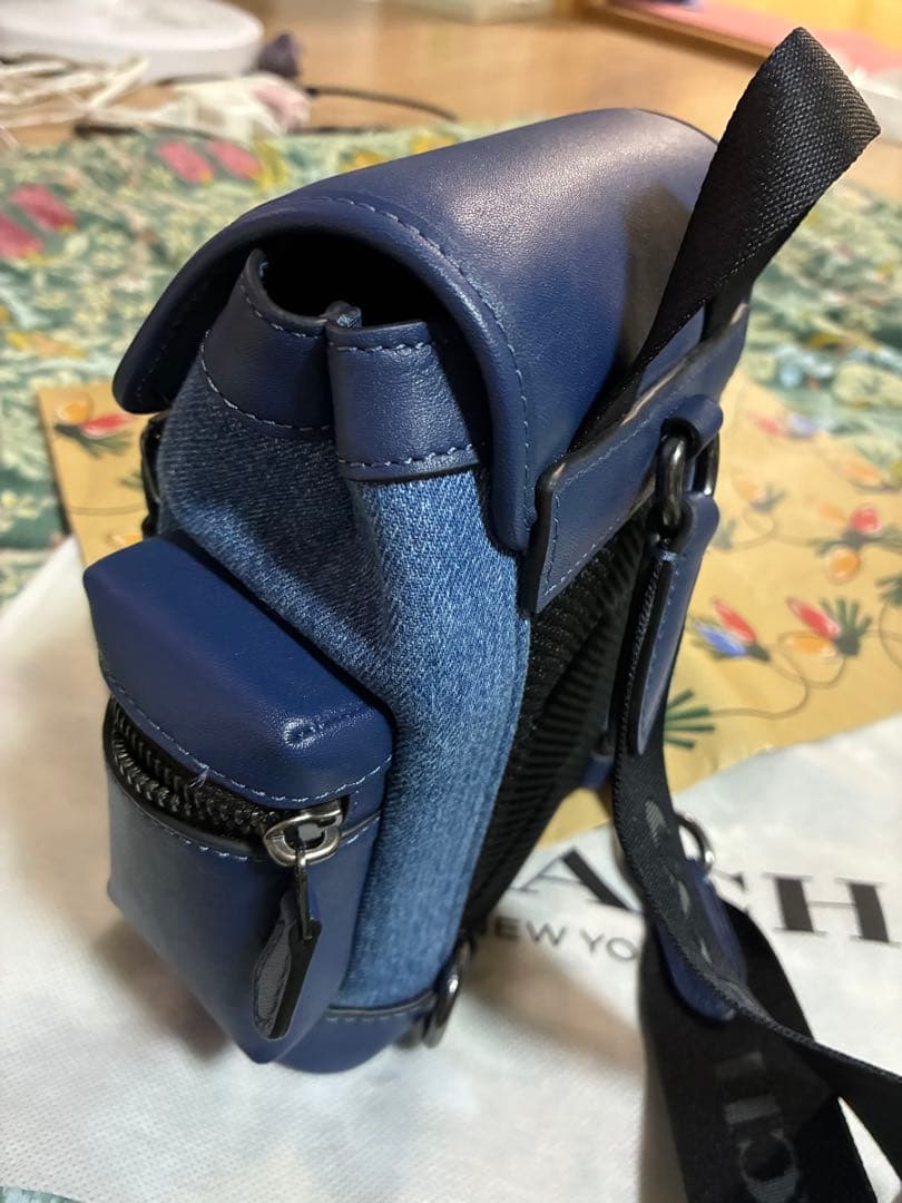 coachショルダーバックデニムスプリントスリングディートブルー - メルカリ