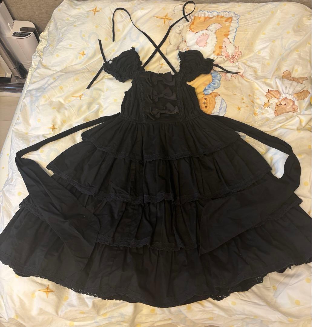 BABY リボンミルキーシュガージャンパースカート 黒×黒 - メルカリ