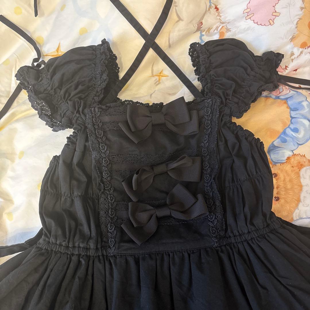 BABY リボンミルキーシュガージャンパースカート 黒×黒 - メルカリ