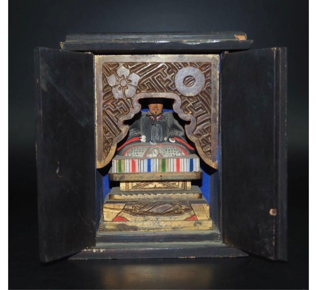 猪飼正徳送料無料　江戸時代　木彫清正公像・厨子　仏教美術