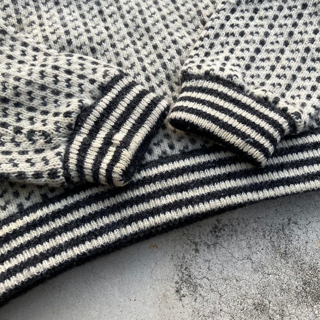 80’s L.L.Bean バーズアイ柄ウールニットセーター 総柄 ホワイト