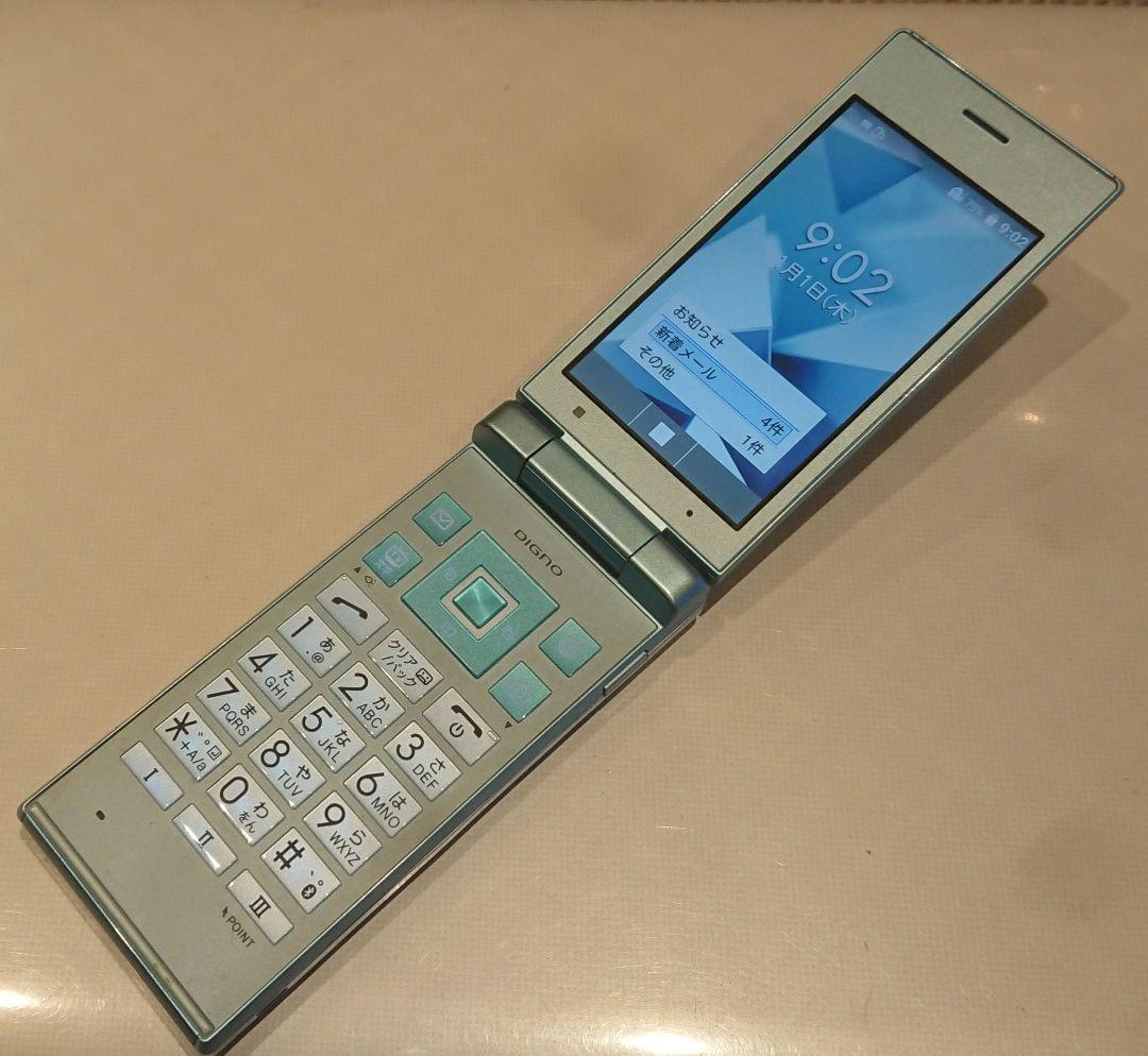 美品 SIMロック解除可 ソフトバンク 701KC BLUE ブルー ワンセグ