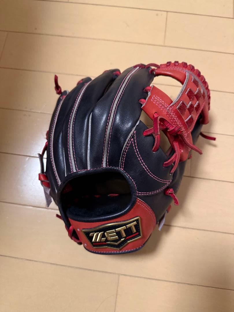 ZETT PROSTATUS 軟式グローブ 黒赤 ゼット（ZETT） 野球グローブ グラブ 軟式 内野手用 右投げ PROSTATUS