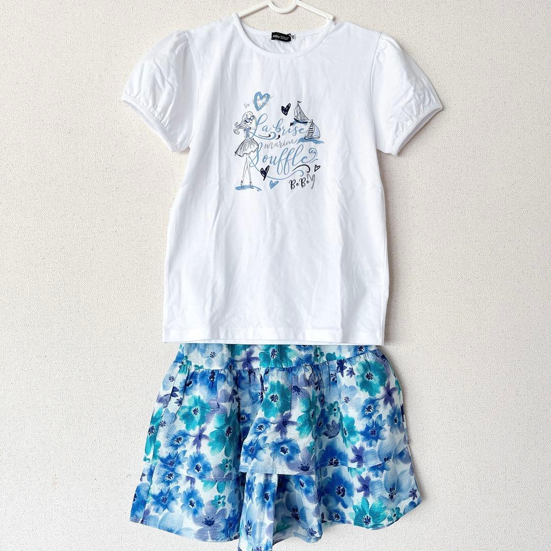 新品タグ付き】BeBe 3点セット Tシャツ パンツ 綿 150