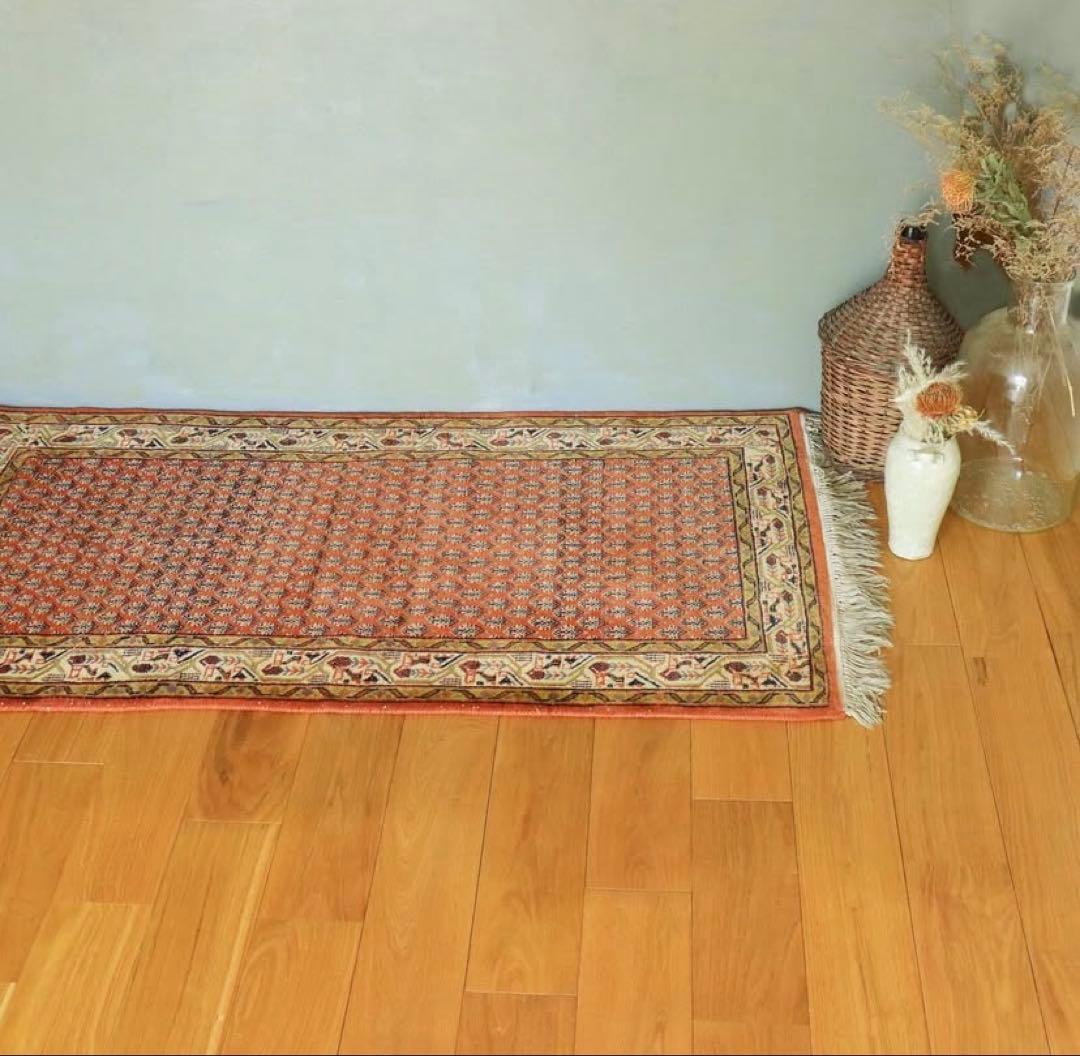 ビンテージラグ　ヴィンテージラグ　イラン　パキスタン ヴィンテージラグ トライバルラグ パキスタン（95×33cm）赤 茶