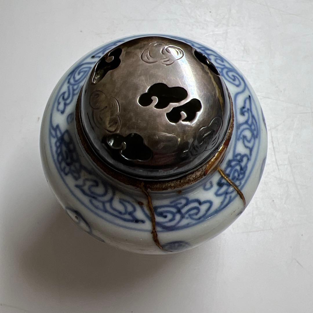 中国清時代 銀火屋（8g） 新渡香炉 木箱付 高さ約7㎝ 東Y8-0225☆2F