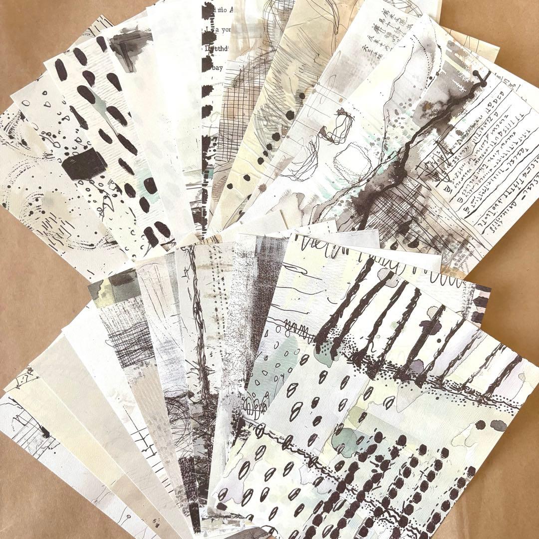 モノトーン コラージュ素材 素材紙 デザインペーパー 20枚 おすそ分け