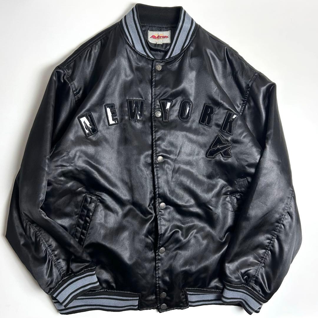 【90s】AVIREX/アヴィレックス/スタジャン/ブルゾン/ブラック/XL AVIREX（アヴィレックス） スタジャン 90's GOALERS VARSITY JACKET