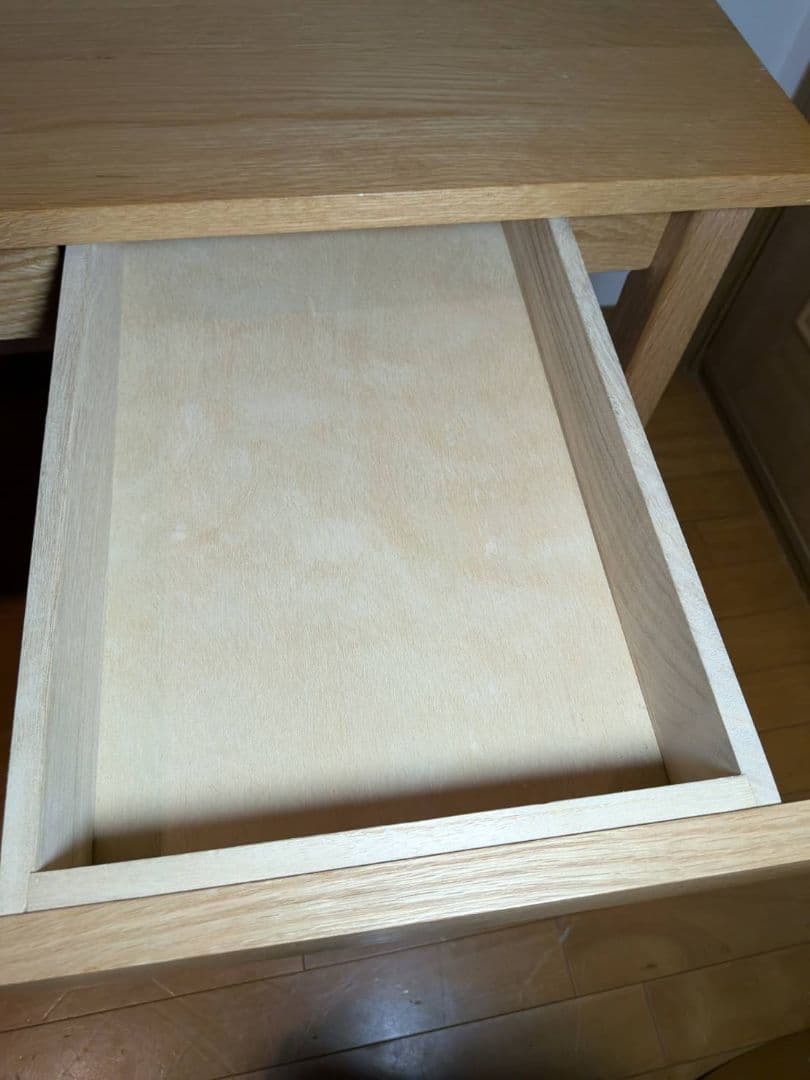 《送料込》無印良品 木製デスク 引出しオーク材 110 事務 学習勉強机テーブル