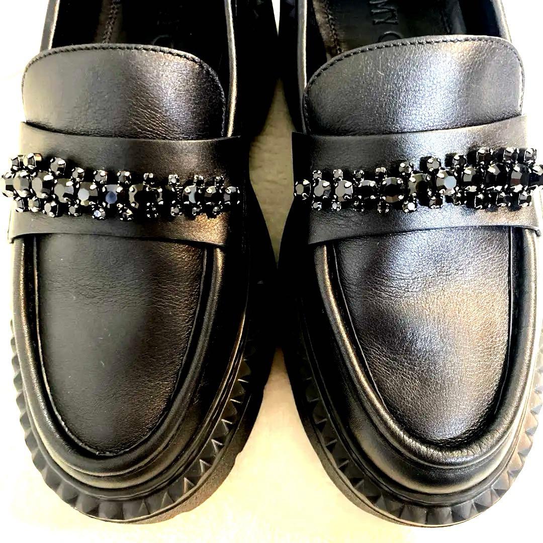 m*2様 ジミーチュウ ローファー ブラック ビジュー BRYER プラットフォ