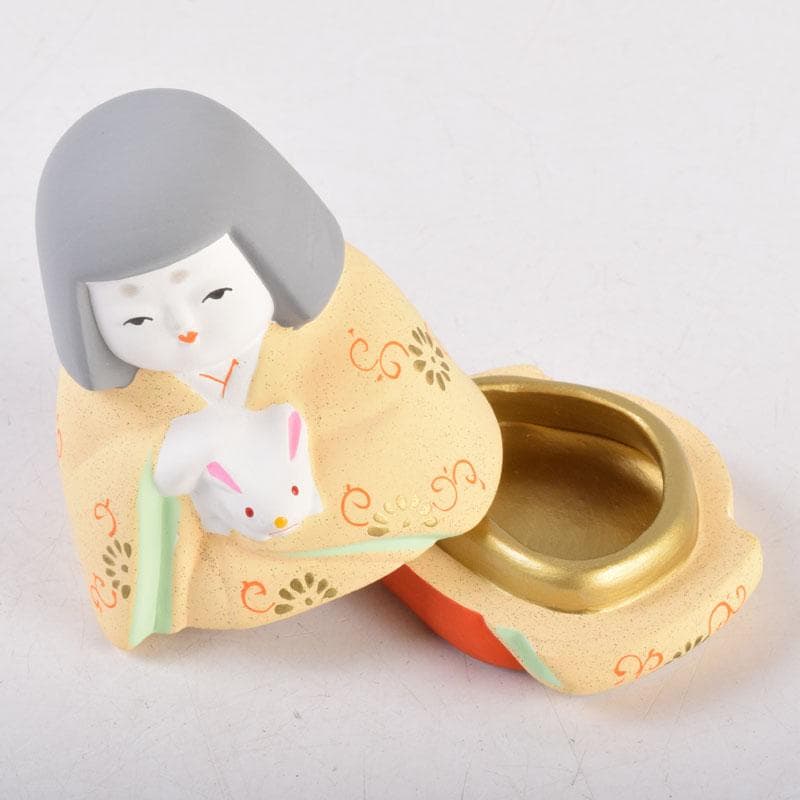 茶道具 京焼 東哉製 色絵 抱兎香合 共箱 V 8461 - erikdjones.com