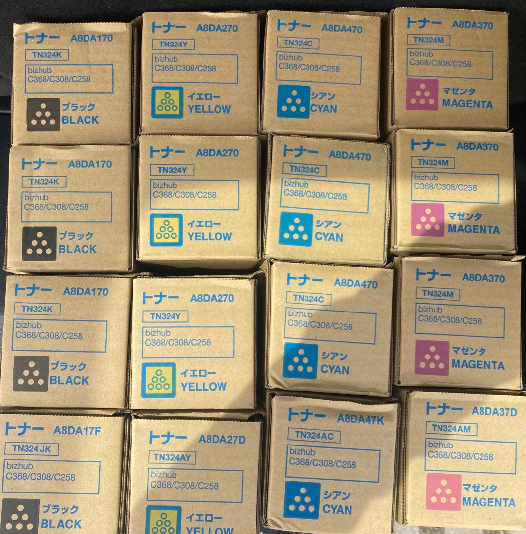 コニカミノルタTN324 16本セット2024年製造品 コニカミノルタ（KONICA MINOLTA）TN-324（黒・青・赤・黄）4色 トナー