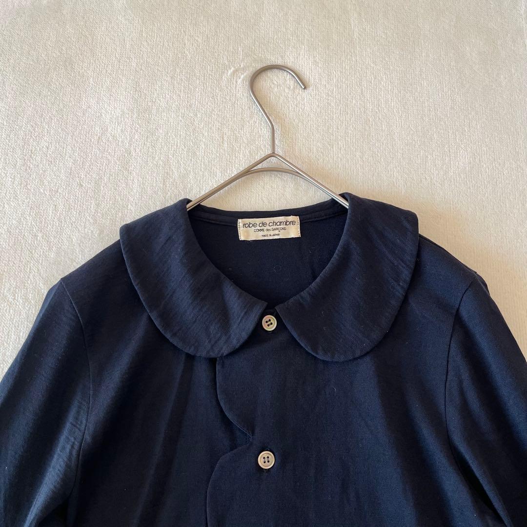 希少《ロードシャンブル コムデギャルソン》丸襟シャツ スカラップ ネイビー 秋冬