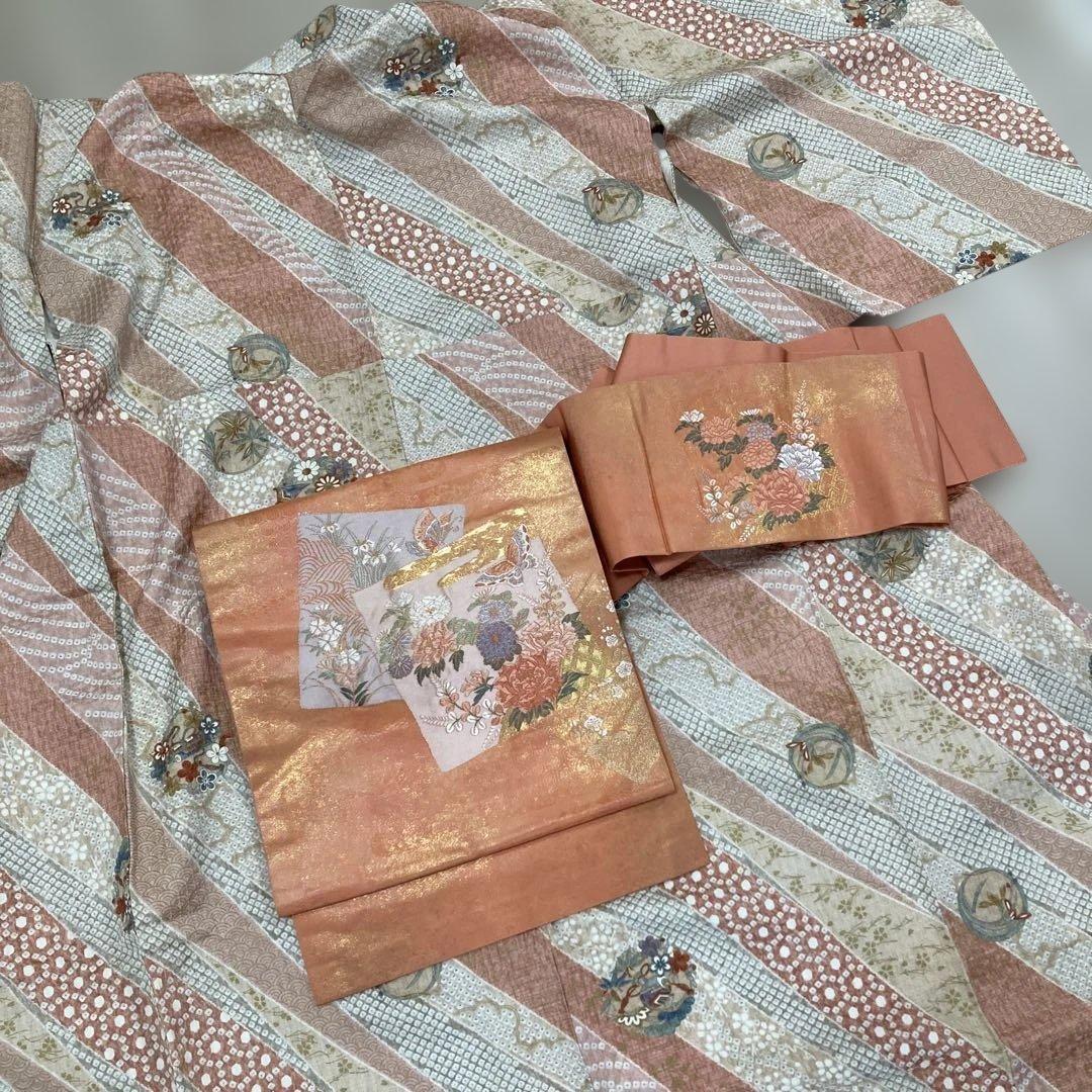 新品しつけ糸付き 小紋 正絹 帯セット - メルカリ
